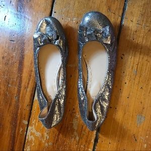 Bakers Flats Shiny Silver with Bow